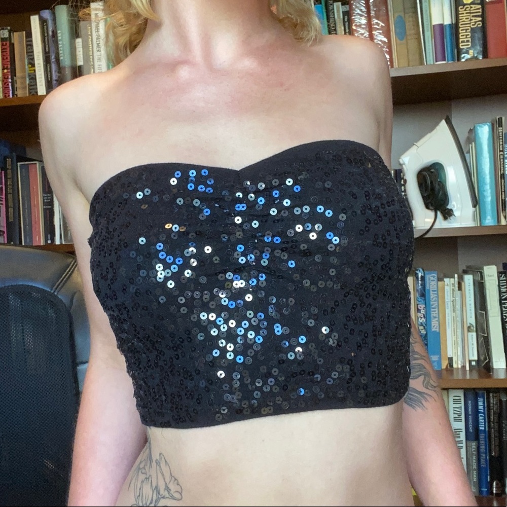 NWOT Black Sequin Tube top
